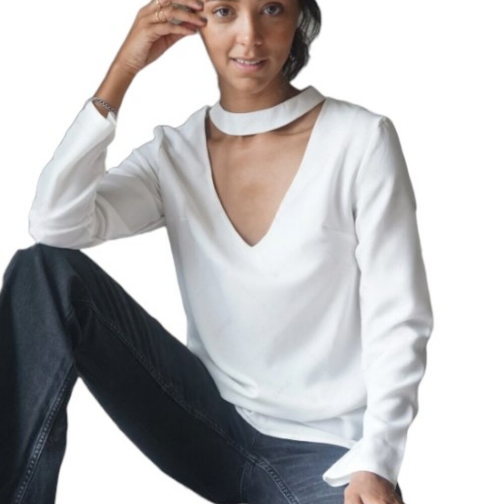 Simplee Apparel white long sleeve blouse size S